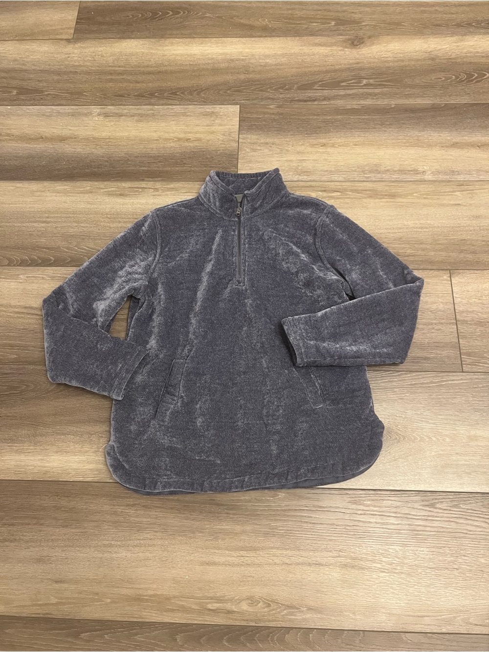 Plush Half-Zip Cowl Neck Pullover Sweater in Charcoal